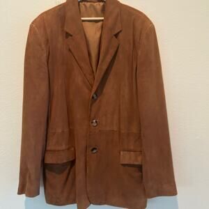 IL Perseo Jacket Suede Italian Leather Mens Mid Length Lightweight Camel